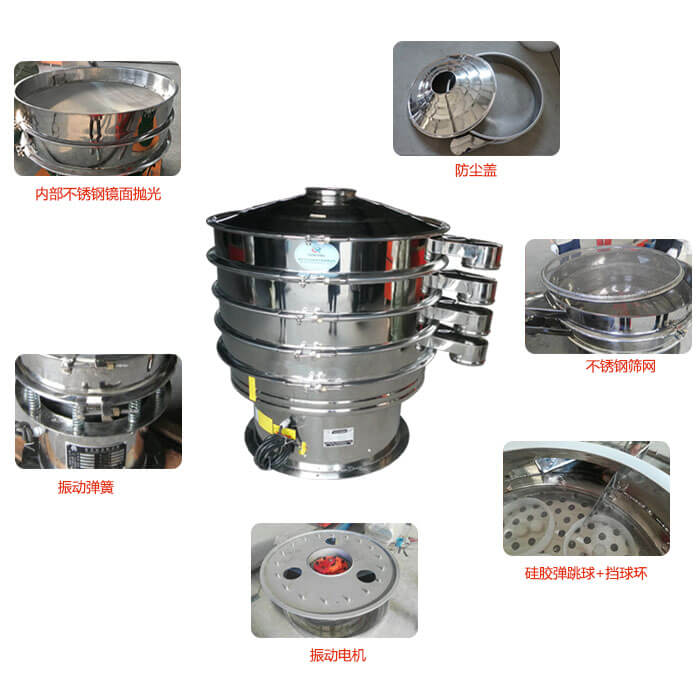 食品振動篩部件：防塵蓋，不銹鋼篩網，鏡面拋光展示